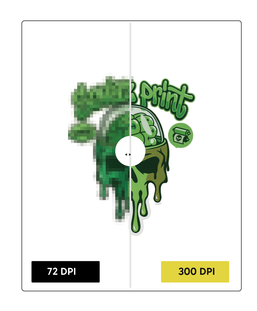 Comparaison entre une image à 72 DPI et une image à 300 DPI