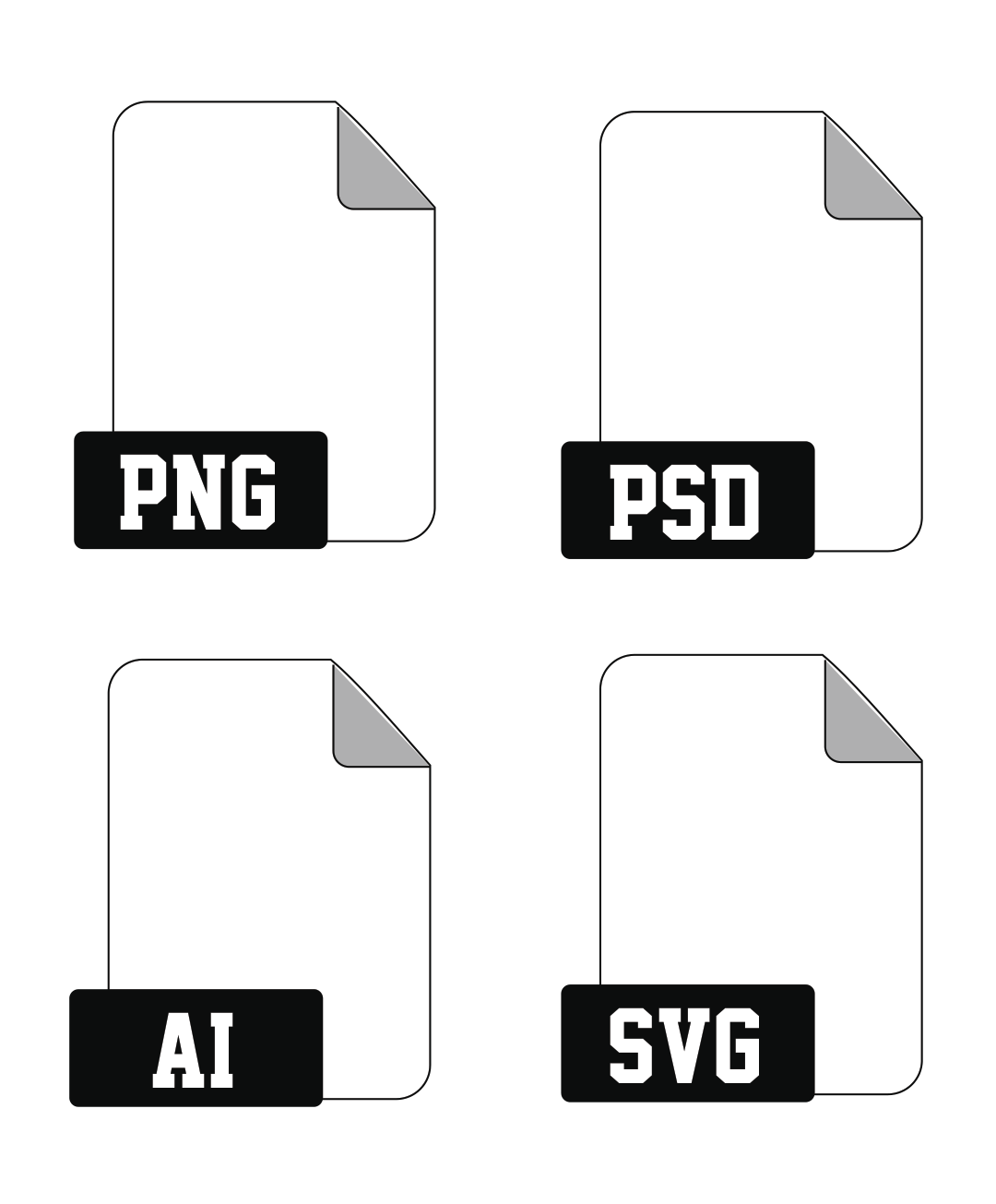 Fichiers PNG, PSD, AI et SVG